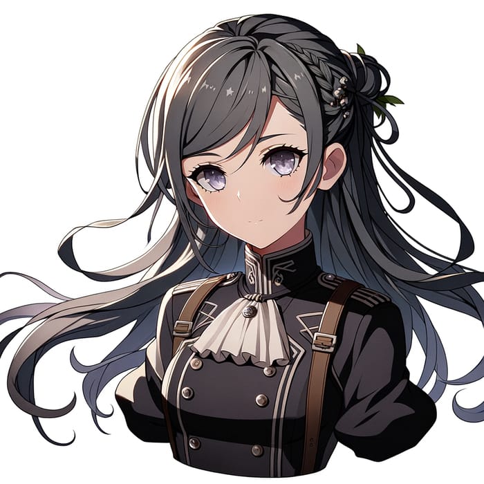 17-Year-Old Dark Gray Haired Female in Anime Delvers Uniform