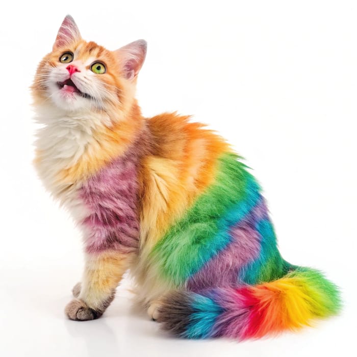 Vibrant Rainbow Cat Art