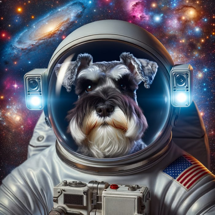 Schnauzer Astronaut Floating Amongst Cosmic Wonders