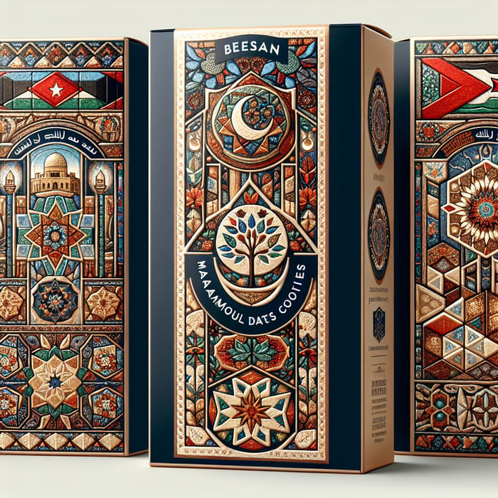 Vibrant Palestinian Heritage Inspired Maamoul Dates Cookies Packaging | Luxury Design