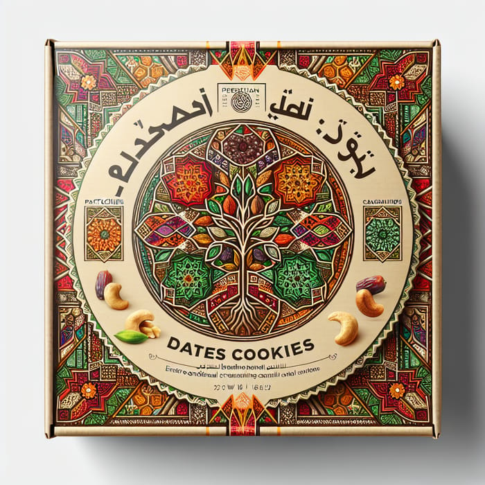 Vibrant Palestinian Heritage Maamoul Dates Cookies Packaging Design