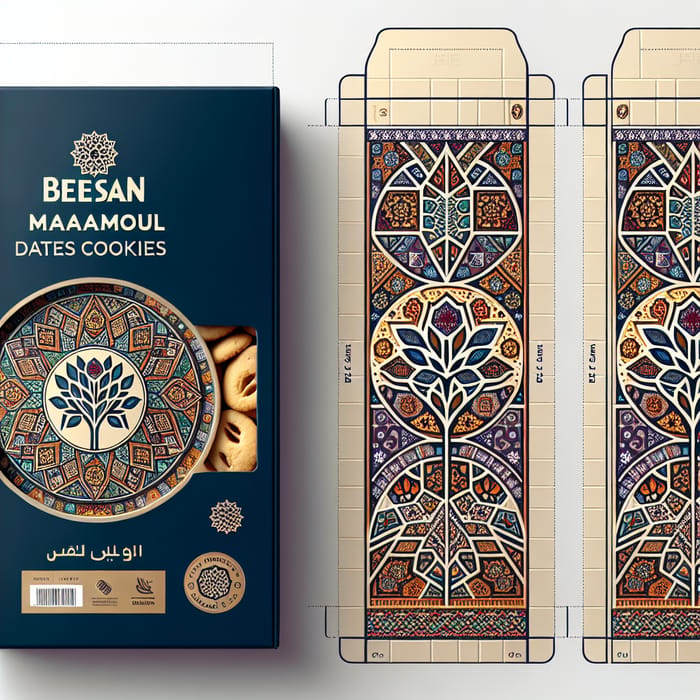 Luxurious Maamoul Dates Cookies Packaging with Holy Land Mosaic Design