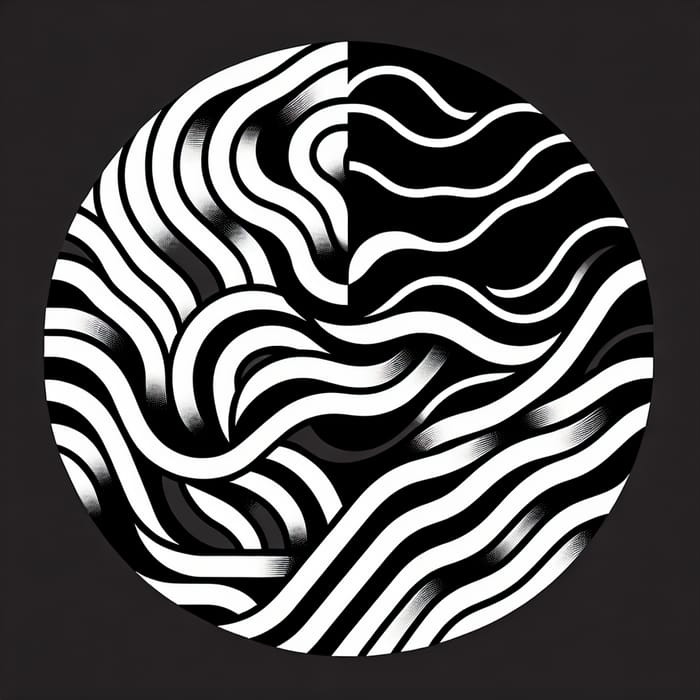 Elegant Monochrome Geometric Wave Symbolizing Envy & Greed