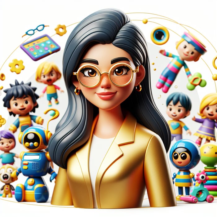 Hispanic Early Childhood Teacher in Animated Style