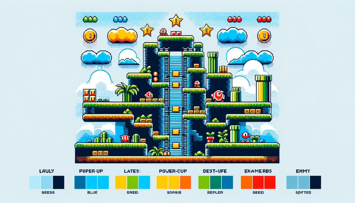 8-Bit Pixelated Level Selector Map - Super Mario Style