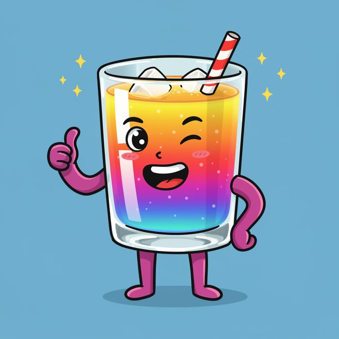 Vibrant Rainbow Drink Mascot Design