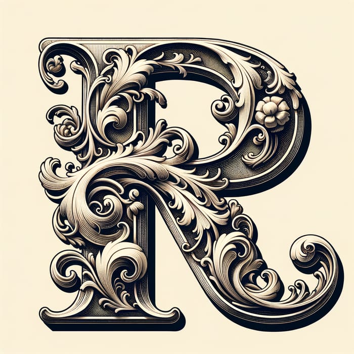 Elegant Letter R in Old-world Romantic Style