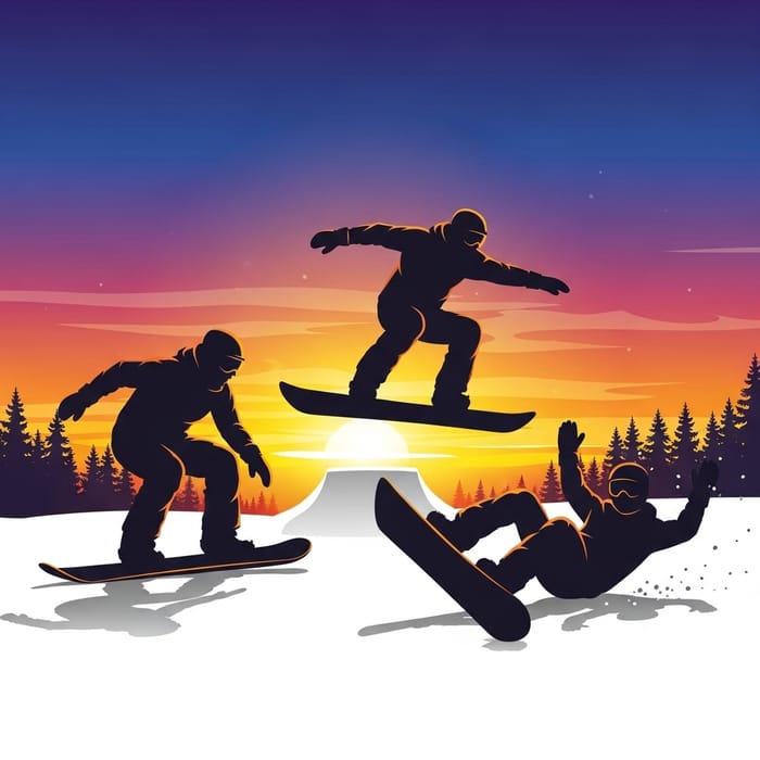 Dynamic Snowboarder Silhouette Animations Dynamic Snowboarder Silhouette Animations
