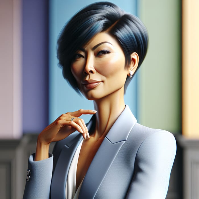 Elegant 3D Portrait of a Middle-Aged Asian Woman