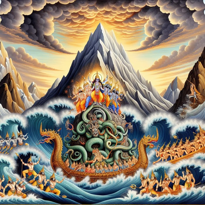 Samudra Manthan: Vibrant Artistic Representation of Divine Kurma Avatar