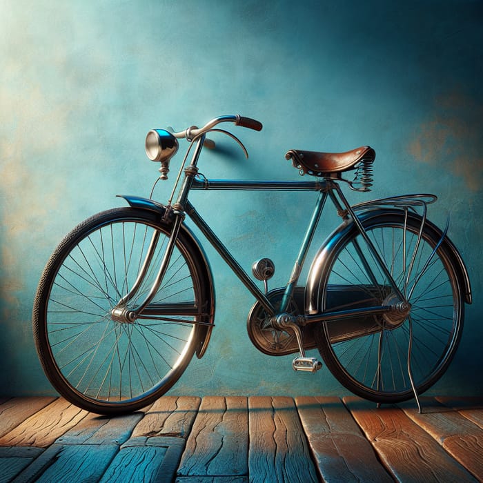 Vintage Bicycle in Front of Blue Wall – Classic Charm