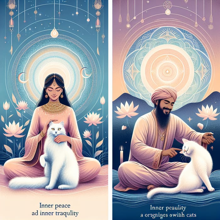 Cats for Inner Peace: Serene Poster with Diverse Models