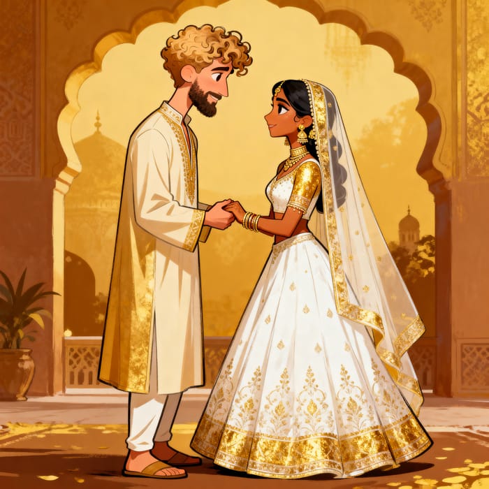 Desi Couple Caricature for Wedding Invites Desi Couple Caricature for Wedding Invites