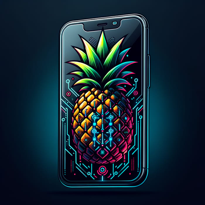 Cyberpunk Pineapple Phone Logo | Futuristic Design