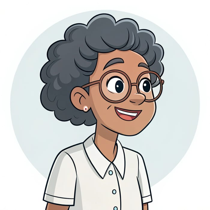 Charming Adult Cartoon Character with Glasses