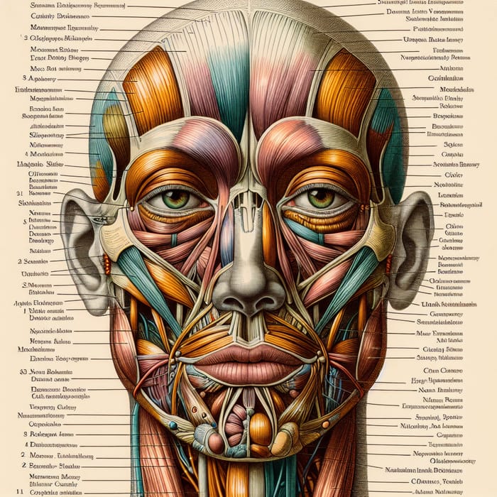 Detailed Human Facial Anatomy Illustration