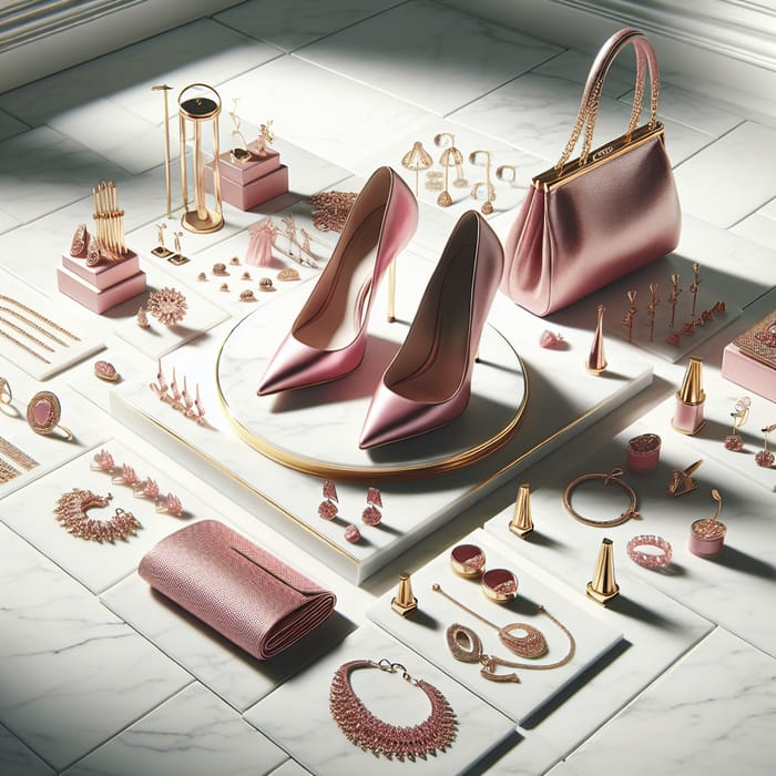 Elegant Pink Heels, Purse, and Gold Jewelry | Stylish Accessories