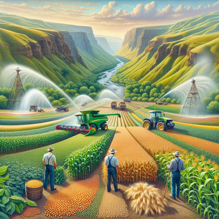 Bountiful Armenian Harvest Scene with Akhuryan River