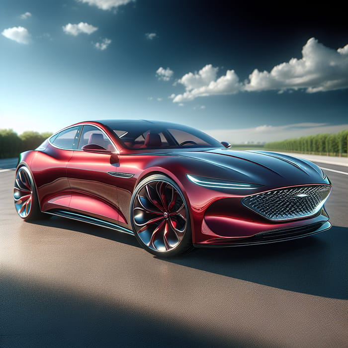 Sleek Cherry Red Car on Smooth Road | Dynamic Design