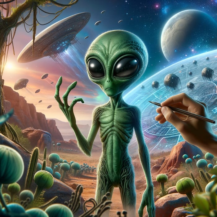 The Enigmatic Alien on Mysterious Alien Landscape