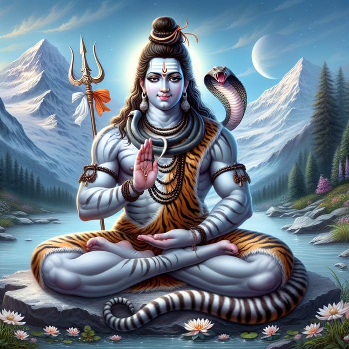 Mahadev Deity Meditation Snowy Mountaintop - On a Serene Himalayan Peak