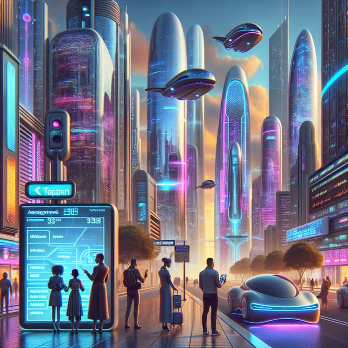 Explore a Futuristic Cityscape: Vision from the Sidewalk