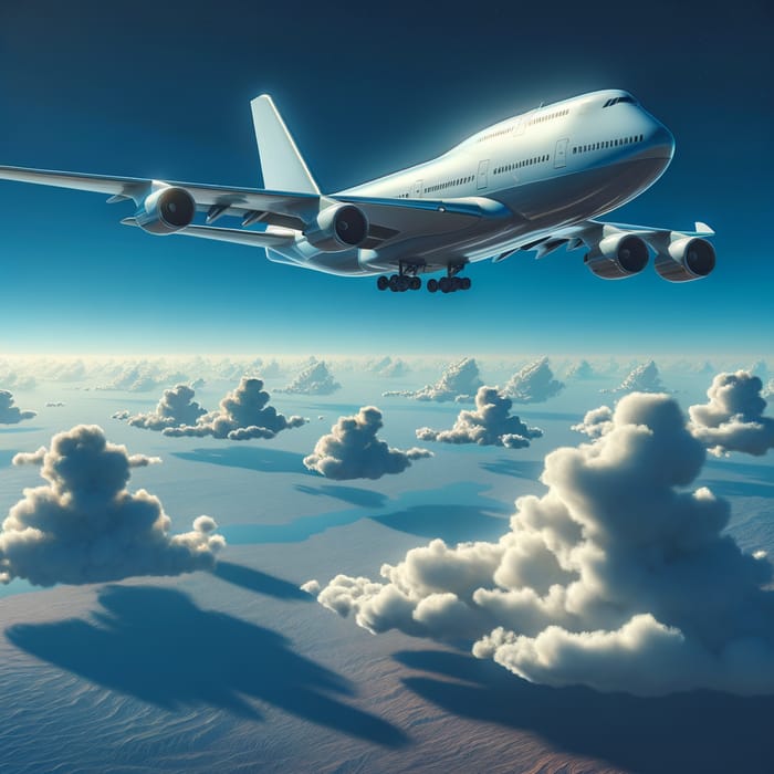 Vintage Passenger Airplane Soaring in Blue Sky