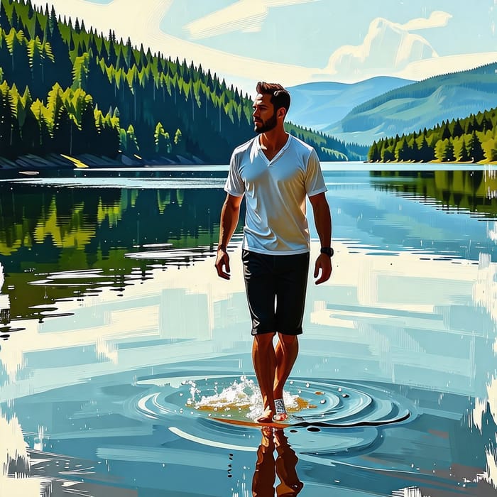 Serene Lake Scene | Nature-Inspired Digital Painting