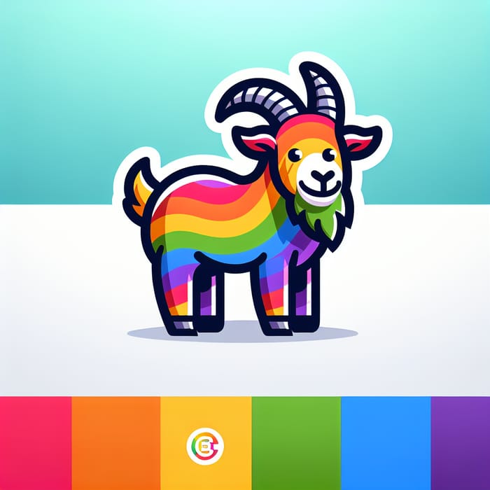 Rainbow Goat Cartoon Logo for Meme Token - Colorful Goat Design