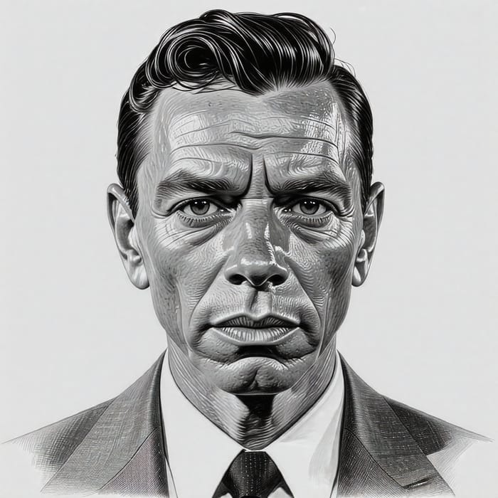 Frank Sinatra Mug Shot Pencil Drawing Art