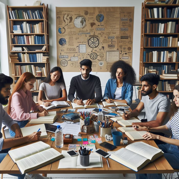 Diverse International Student Group Collaborative Study Session