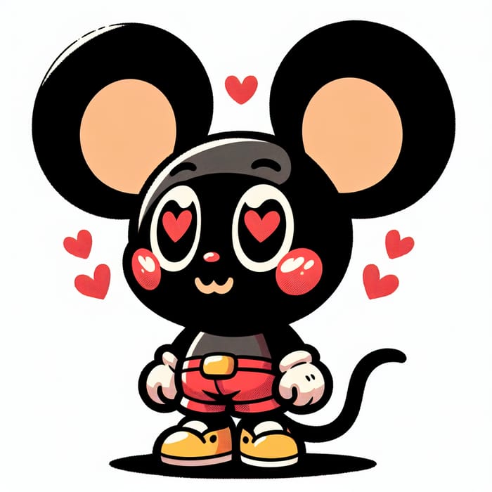 Enamored Mickey Mouse Illustration - Heart-Eyed Character