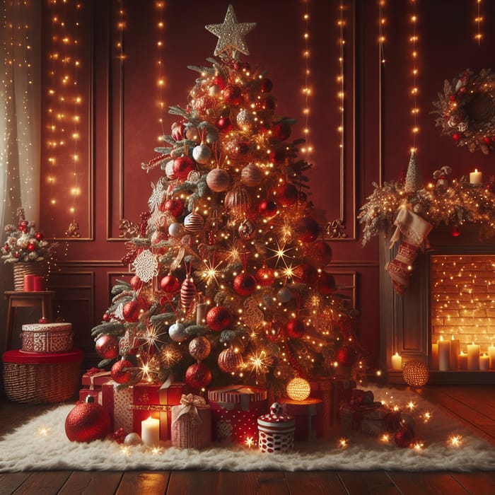 Create Red Christmas Tree: Festive Decor & Sparkling Lights