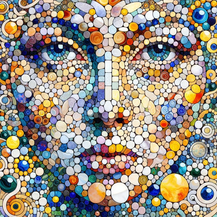 Gustav Klimt Inspired Vitro Mosaic Woman's Face Art