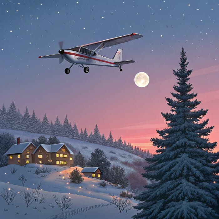 Christmas-Themed Cessna 172 Flight Background