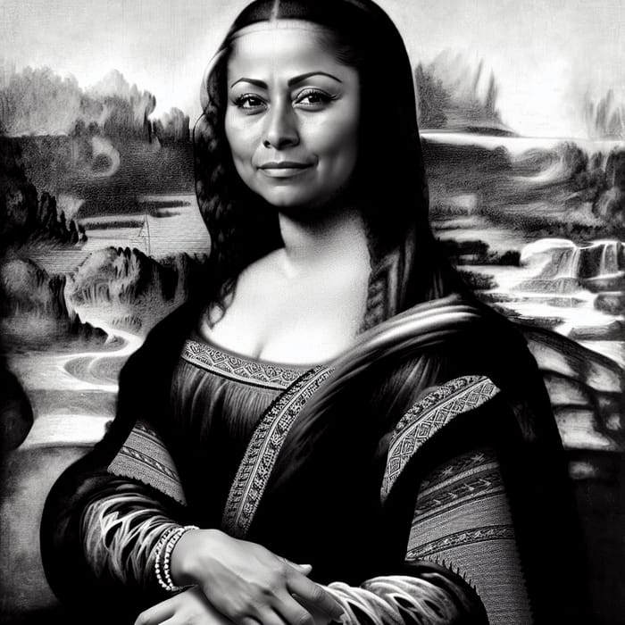 Mexican Mona Lisa: Traditional Black and White Portrait