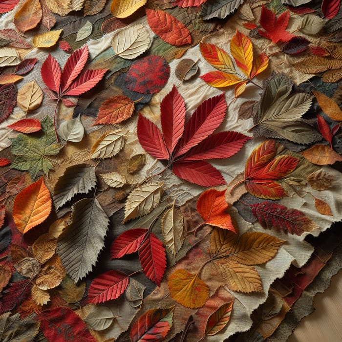 Siberian Leaves on Textured Fabric | Autumn Flora Display