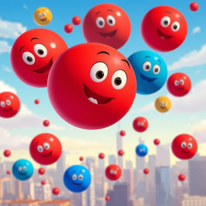 Whimsical Pixar Animation: Floating Colorful Balls