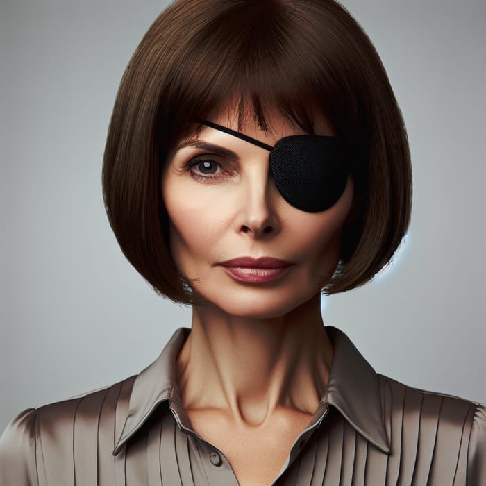 Mysterious Middle-Aged Woman with Bob Haircut and Eyepatch