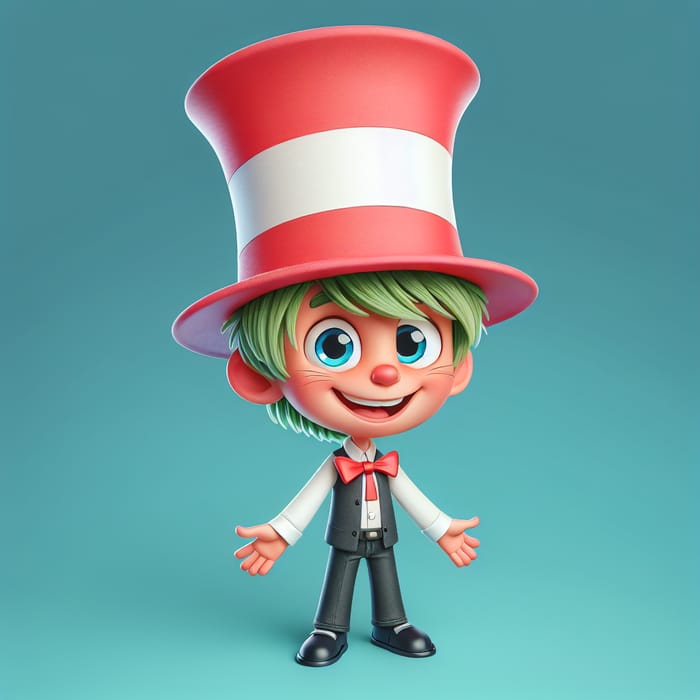 Cartoon Boy in Cat in the Hat Style