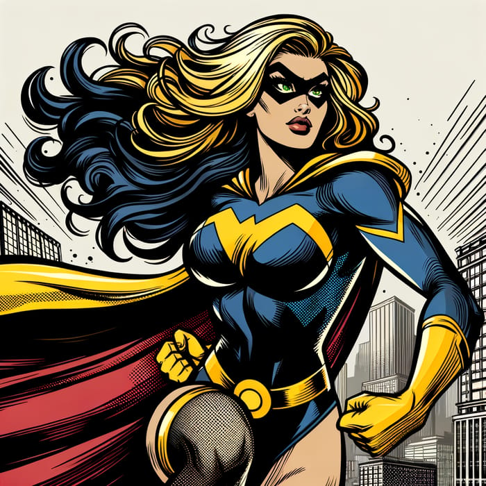 Dynamic Superheroine Portrait: Bold Art, Vibrant Colors & Detail