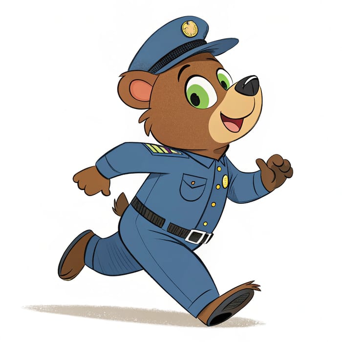 Disney Policeman Bear with Green Eyes in Motion