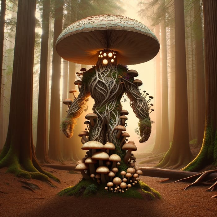 Mushroom deity in magical forest Mushroom deity in magical forest