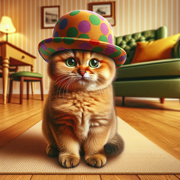 Adorable Cat with Stylish Hat Illustration