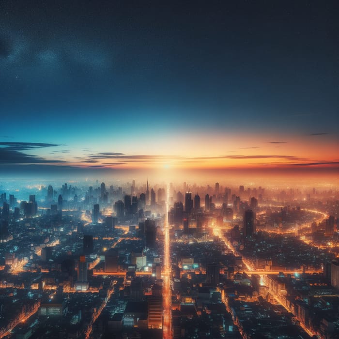 Breathtaking Panoramic View of a City at Dawn