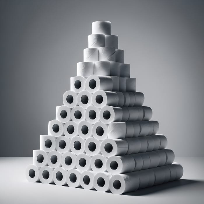 Unique Pyramid Design with 20 Toilet Paper Rolls