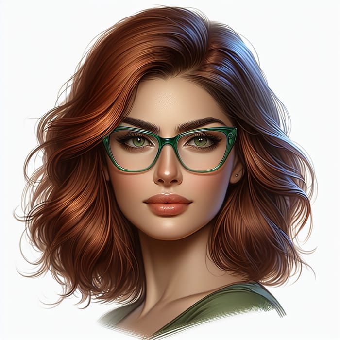 Strikingly Beautiful Mid 20s Woman with Auburn Brown Hair & Glasses