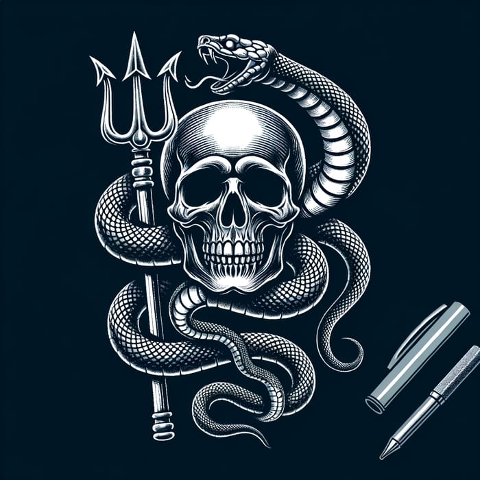 Skull and Snake Design with Trident Shirt | Custom Artwork