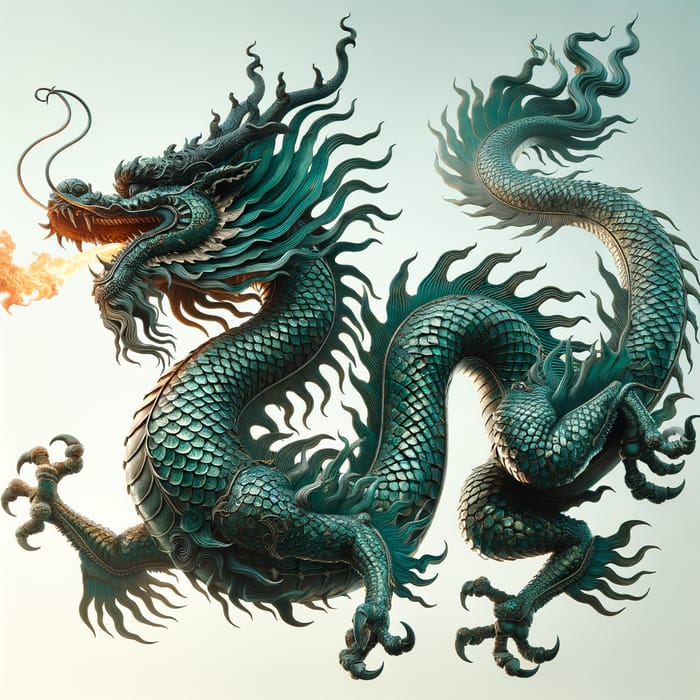 Majestic Dragon in Flight | Emerald Dragon Scales