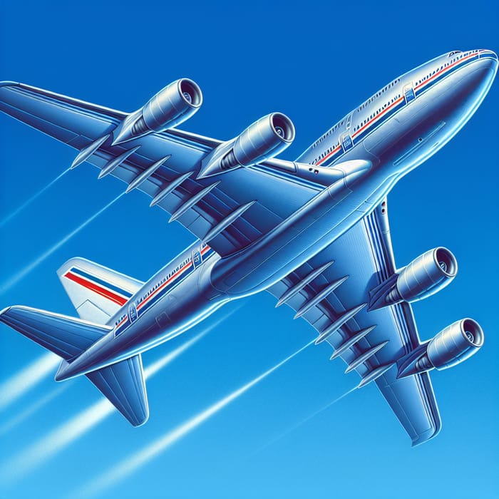 Stunning Silver Airplane Flying in Clear Blue Sky